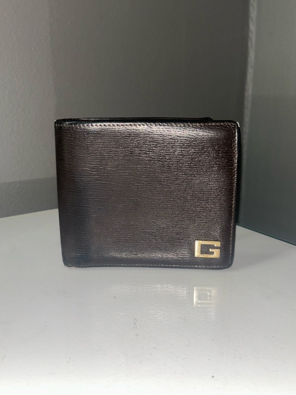 Vintage Gucci Dark Brown Leather G logo Bifold